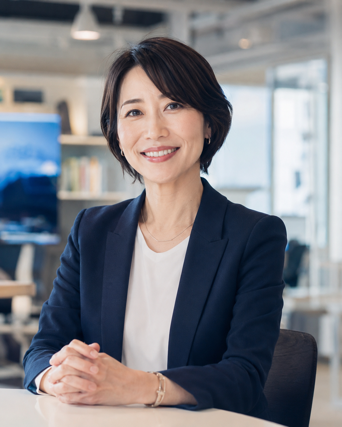 導入企業の声として掲載する女性代表のイメージ