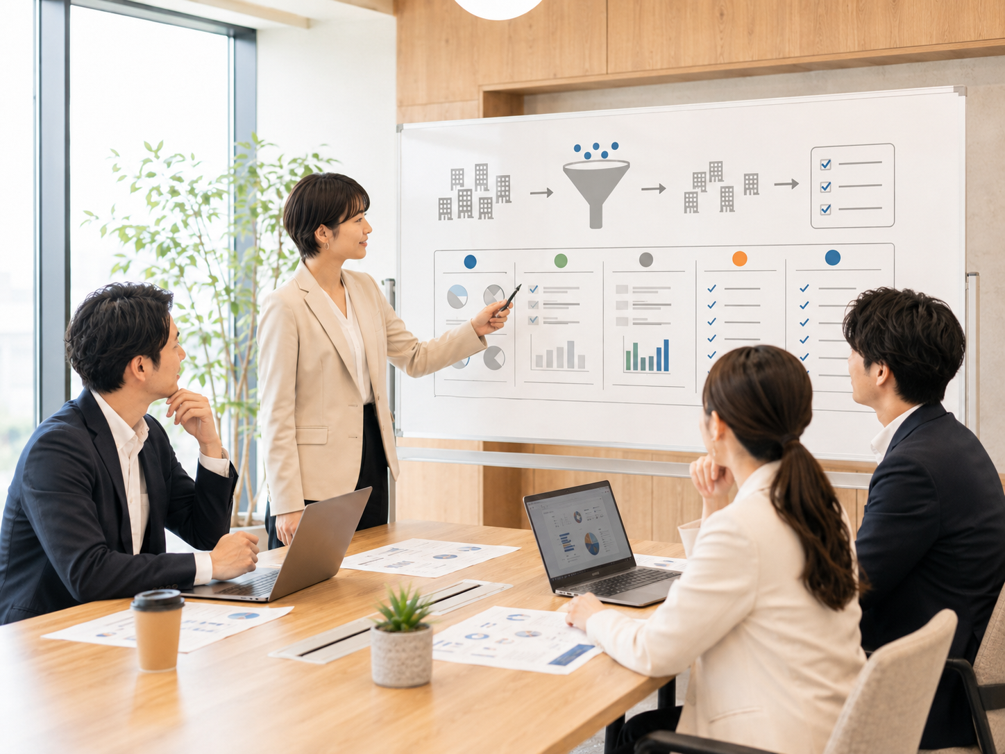 業界や企業規模で営業対象を抽出しているイメージ