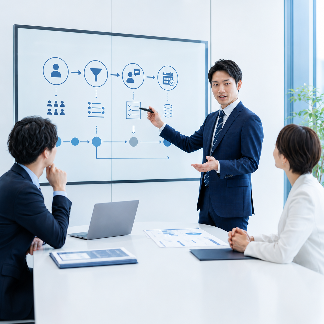 営業代行の商談化フローを説明しているイメージ