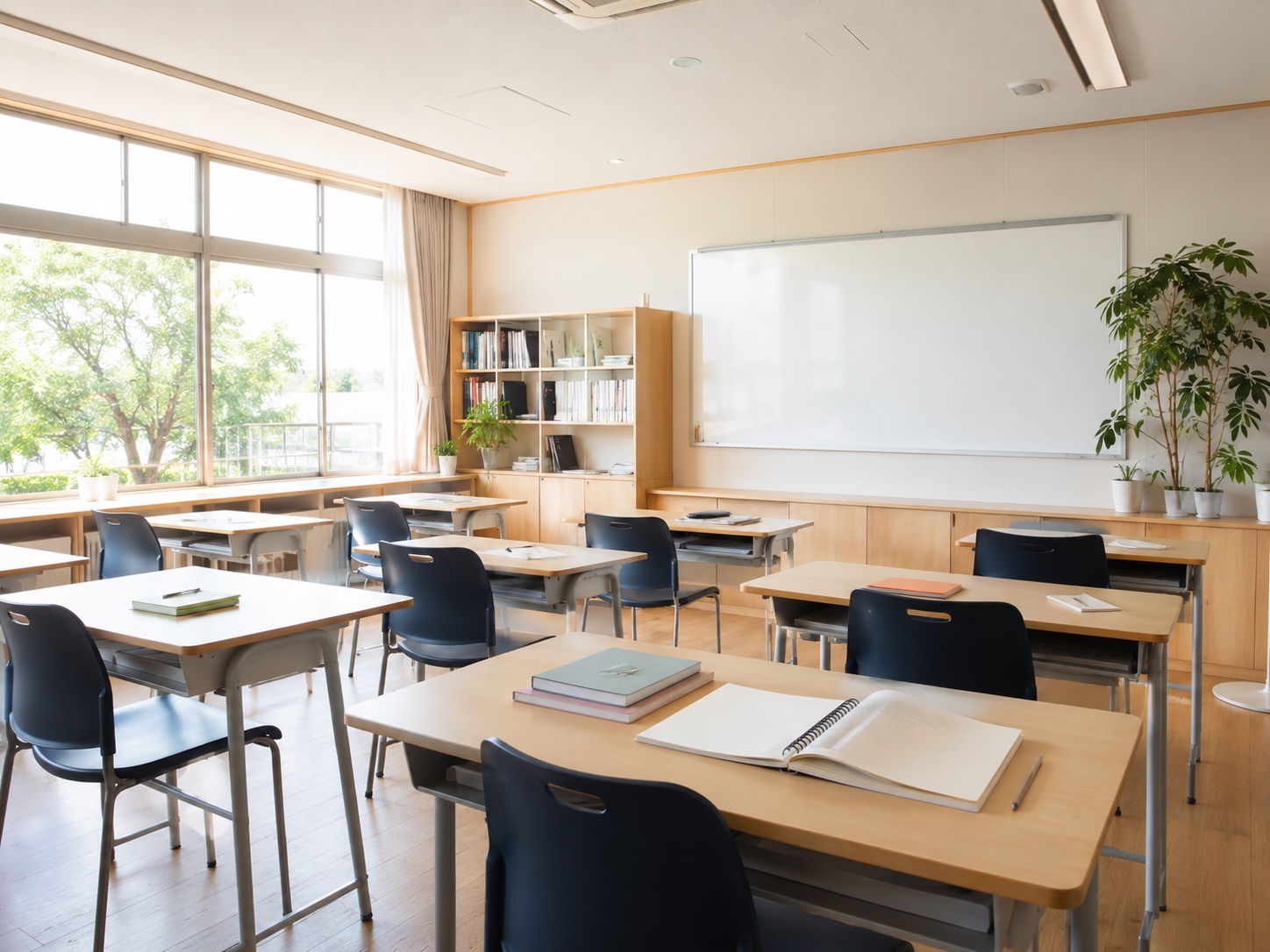 目的に合わせて学べる明るい教室のイメージ