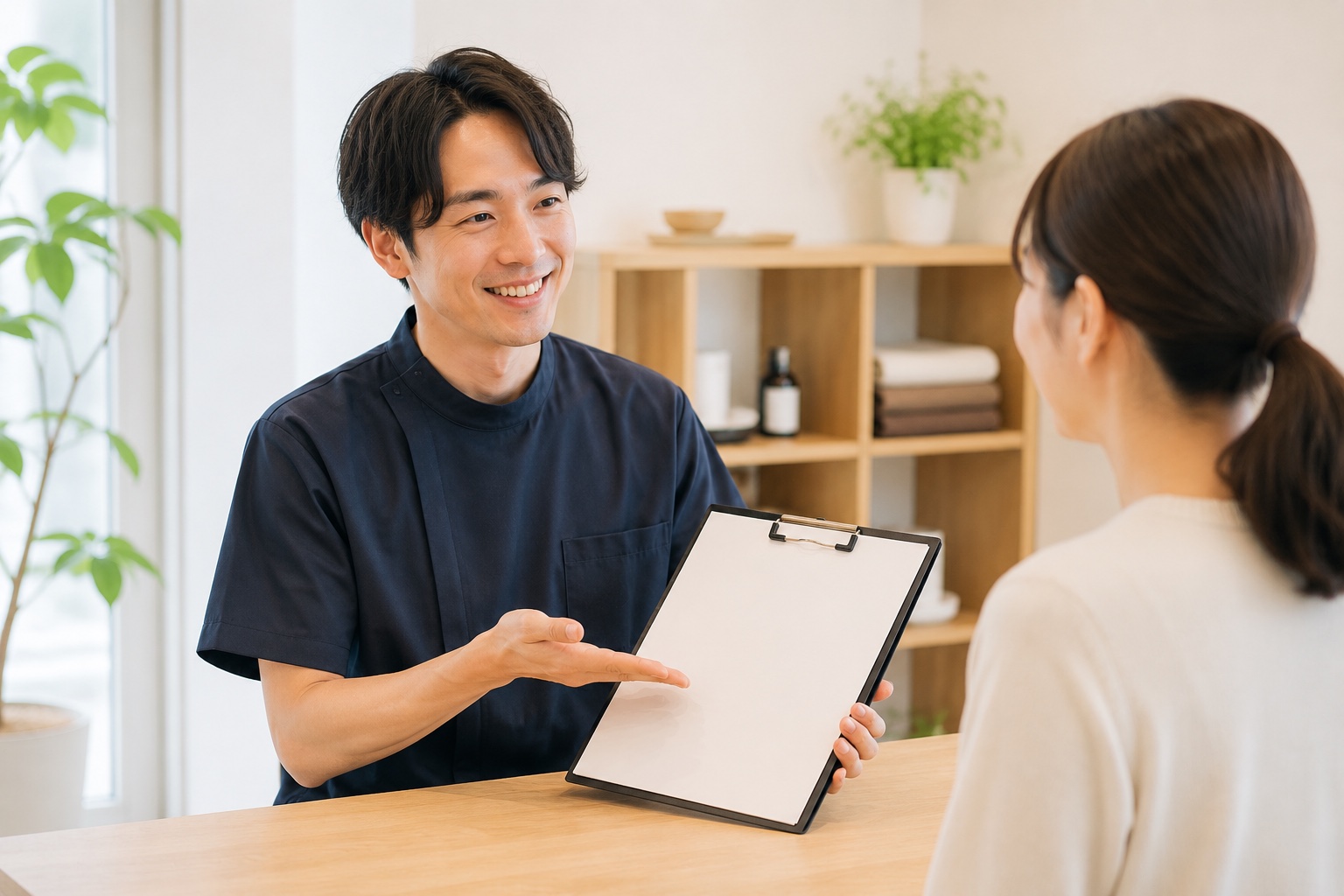 整体院で通いやすい料金を案内しているイメージ