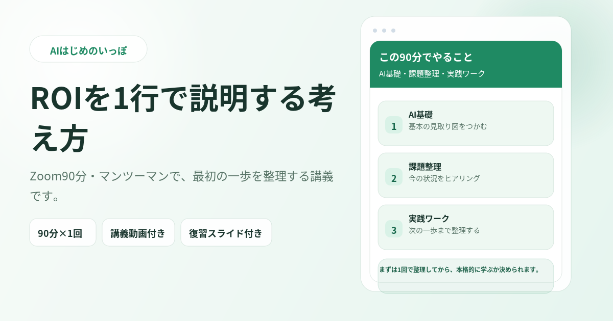 AI-11 ROIを1行で説明する考え方のアイキャッチ画像