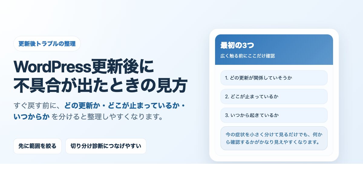 WordPress更新後に不具合が出たときの見方