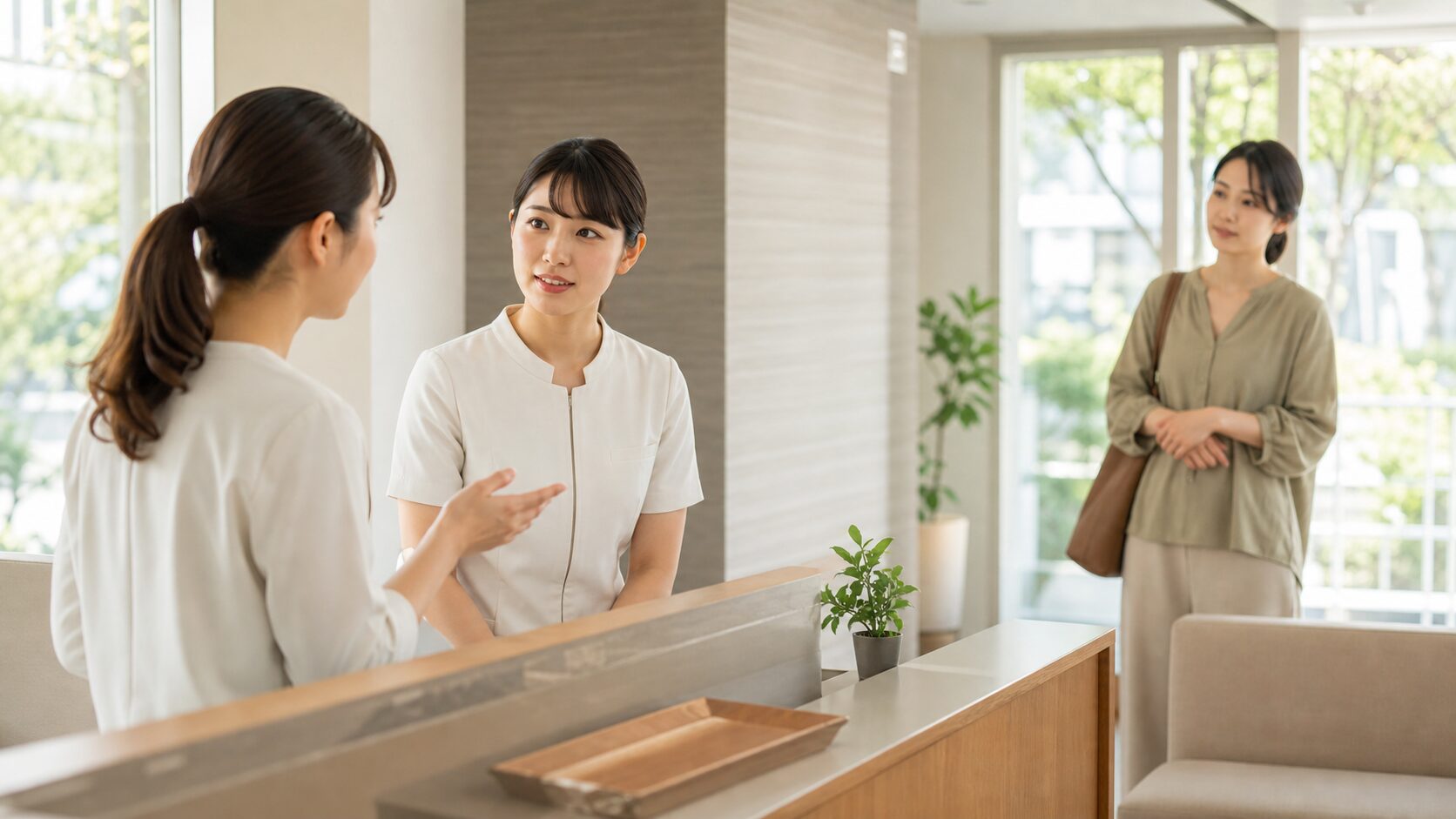 問い合わせを見逃さないよう受付側で通知の受け取りを確認する担当者の説明画像