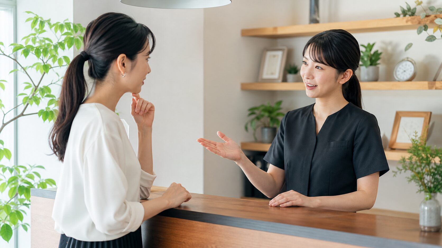 問い合わせ入口でお客さんの要件を聞き、受け取る内容を整理する担当者の説明画像